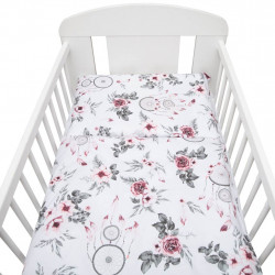 2-dielne posten oblieky New Baby 90/120 cm biele kvety a pierka