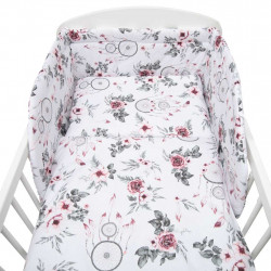 3-dielne posten oblieky New Baby 90/120 cm biele kvety a pierka