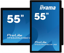 55" iiyama TF5539UHSC-B1AG: IPS, 4K, capacitive, 15P, 500cd/m2, VGA, HDMI, DP, 24/7, IP54, ern TF5539UHSC-B1AG