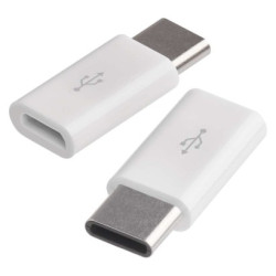 Adaptr micro USB-B 2.0 / USB-C 2.0, biely, 2 ks 2ks