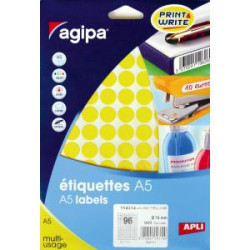 Etikety kruhov 15mm Agipa A5 lt