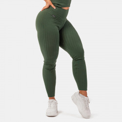 Dmske legny Sporty Smart Pocket High-Waist Dark Green - NEBBIA