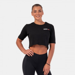 Dmske triko Crop Top Minimalist Logo Black - NEBBIA