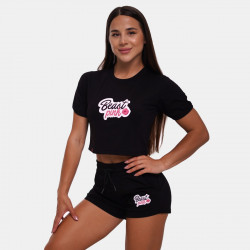 Dmske triko CropTop Black - BeastPink