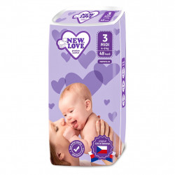 Detsk jednorzov plienky New Love remium comfort 3 MIDI 4-9 kg 48 ks