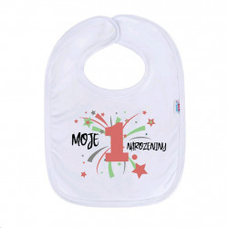 Detsk podbradnk New Baby Moje 1 narozeniny lososov