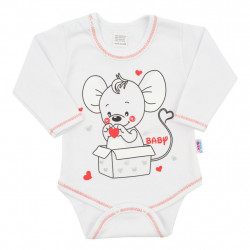 Dojensk body s dlhm rukvom New Baby Mouse biele