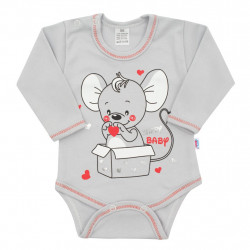 Dojensk body s dlhm rukvom New Baby Mouse siv