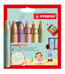 Pastelky Woody pastelov a strhadlo 3in1 6ks