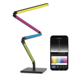 GoSmart LED stojaca lampa, ierna, 175 cm, tepl biela / RGBIC WiFi