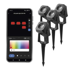 GoSmart vonkajie LED bodov svetlo, tart. sada, 4 diely, 7 W, RGBIC stmievaten, WiFi