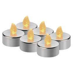 LED dekorcia  6x ajov svieka strieborn, 6x CR2032, vntorn, vintage 6ks