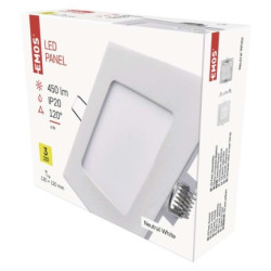 LED panel 120120, tvorcov vstavan biely, 6W neutrlna b.