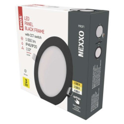 LED vstavan svietidlo NEXXO, kruhov, ierne, 12W, CCT