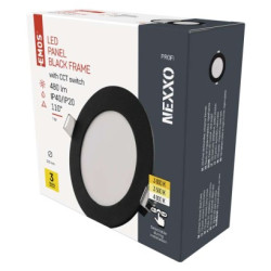 LED vstavan svietidlo NEXXO, kruhov, ierne, 7W, CCT