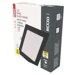 LED vstavan svietidlo NEXXO, tvorec, ierne, 12W, CCT