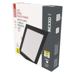 LED vstavan svietidlo NEXXO, tvorec, ierne, 18W, CCT