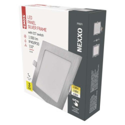 LED vstavan svietidlo NEXXO, tvorec, strieborn, 12W, CCT