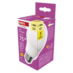 LED iarovka Classic A60 / E27 / 9,5 W (75 W) / 1055 lm / tepl biela