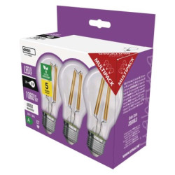 LED iarovka Filament A CLASS A60 / E27 / 5 W (75 W) / 1 060 lm / neutrlna biela 3ks