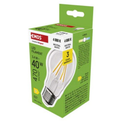 LED iarovka Filament A60 / E27 / 3,4 W (40 W) / 470 lm / Neutrlna biela