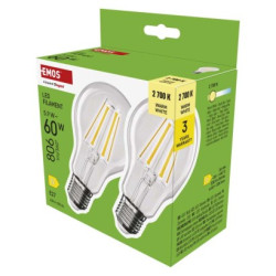 LED iarovka Filament A60 / E27 / 5,9 W (60 W) / 806 lm / tepl biela 2ks