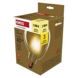 LED iarovka Vintage G125 / E27 / 4,5 W (40 W) / 420 lm / Tepl biela