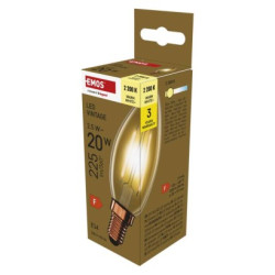 LED iarovka Vintage svieka / E14 / 2,5 W (20 W) / 225 lm / Tepl biela