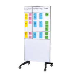 Tabua GLASSBOARD 90x175cm biela na kolieskach