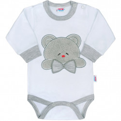 Luxusn dojensk body s dlhm rukvom New Baby Honey Bear s 3D aplikciou