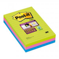 Bloek Post-it Super Sticky 101 mm x 152 mm XXL, dhov farby, linajkov, 3 bloky po 90 lstkov