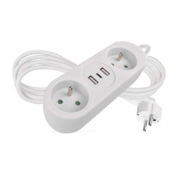 Predlovac kbel 1,4 m / 2 zsuvky+2USB-A+1USB-C / biely / PVC / 1,5 mm2
