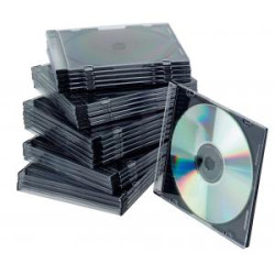Obal Slim na CD/DVD Q-CONNECT z plastu ierny/priehadn, 25ks