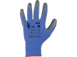 Rukavice CERRO, m��en� v nitrilu BLISTR, modro-�ed�, vel. 10