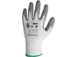 Rukavice CXS ABRAK, m��en� v nitrilu, b�lo-�ed�, blistr, vel. 06