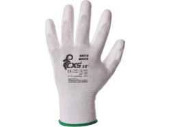 Rukavice CXS BRITA WHITE, s blistrem, m��en� v polyuretanu, vel. 08