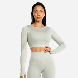 portov Top Marl Seamless Crop Top Ice - SQUATWOLF