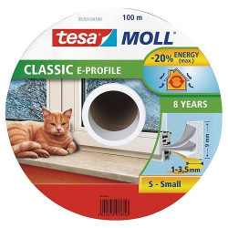 Tesnenie tesamoll profil E, 9 mm, biele, L-100 m, na okn a dvere, hned