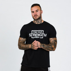 Triko Free Your Strength Black White - GymBeam