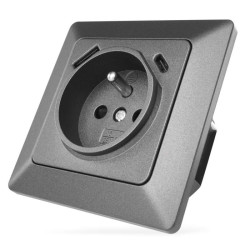 Zsuvka s USB-A+USB-C, antracit